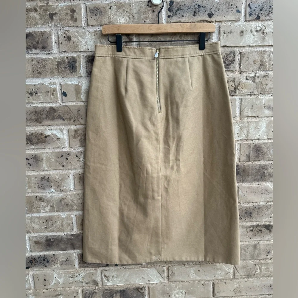 J Crew High-Waist Lace-Up Beige Midi Skirt Twill size 10 NWT